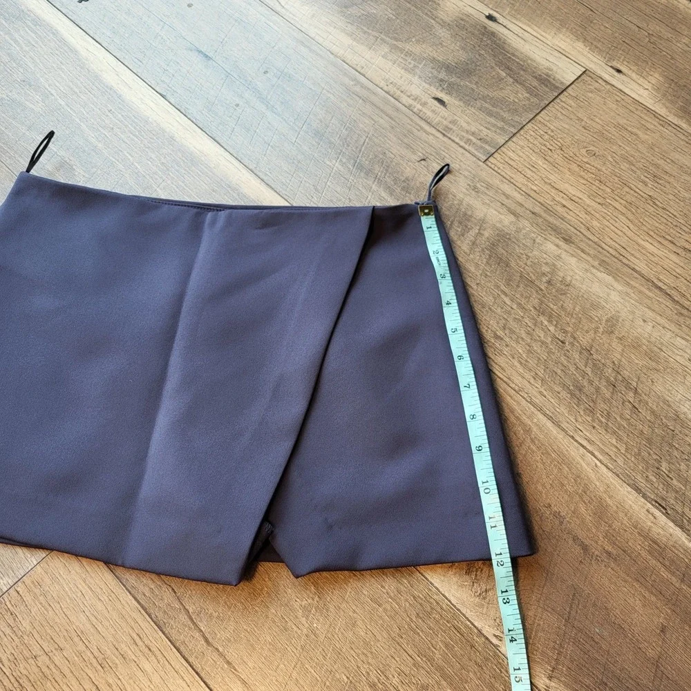 Zara Navy Blue Wrap Front Mini Skort Side Zip Shorts Womens Medium